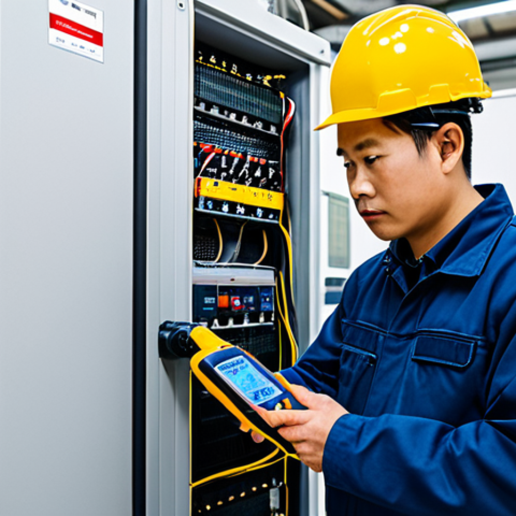 Technical Inspection**

"A 공조냉동기계 technician in appropriate attire, fully clothed, inspecting a large commercial HVAC unit in a clean, modern facility. Holding a digital multimeter, focused expression. Perfect anatomy, correct proportions, well-lit, professional, safe for work, appropriate content, family-friendly."

**