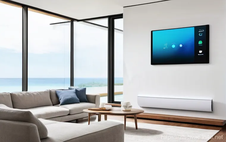 공조냉동기계와 지속 가능한 기술 - **Prompt 1: Smart Home Comfort and Energy Savings**
    "A brightly lit, contemporary living room de...