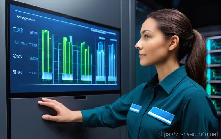 공조냉동기계 기술자의 성공적인 경력 설계 - **Prompt:** A highly skilled HVAC technician, a female in her early 30s, stands confidently in a mod...