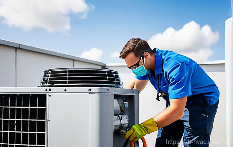 공조냉동기계 기술자의 성공적인 경력 설계 - **Prompt:** A highly skilled HVAC technician, a female in her early 30s, stands confidently in a mod...