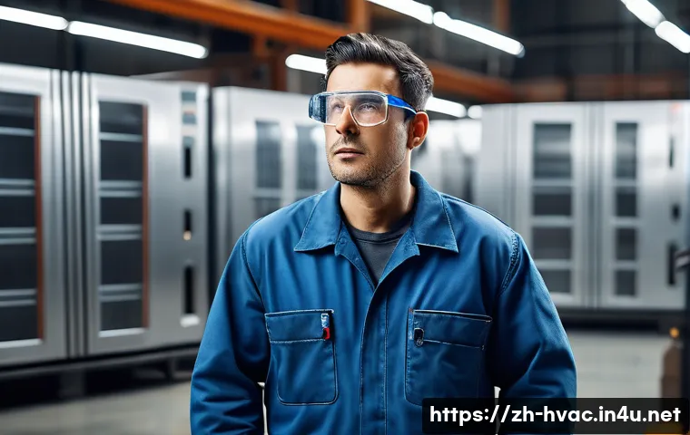 공조냉동기계기사의 필수 소프트 스킬 - A professional refrigeration mechanic attentively listening to a client in a modern industrial setti...