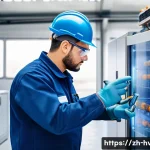 공조냉동기계기사의 자격 갱신 요건 - A professional refrigeration mechanic attending a modern training session indoors, wearing safety gl...