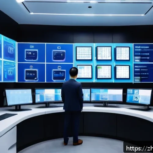 공조냉동기계의 최신 연구 동향 - A futuristic industrial control room showcasing an intelligent refrigeration system with multiple di...